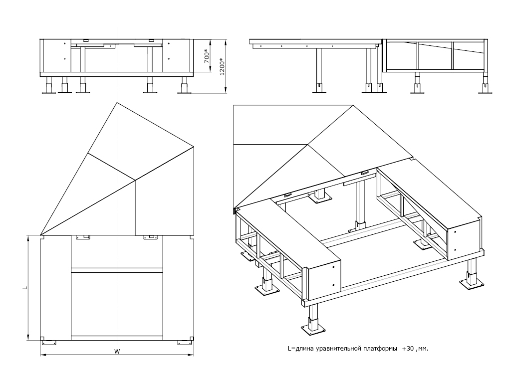 与建筑物外墙呈30°的装卸货平台底部托架FET30及其内安装的舌板伸缩式装卸货平台